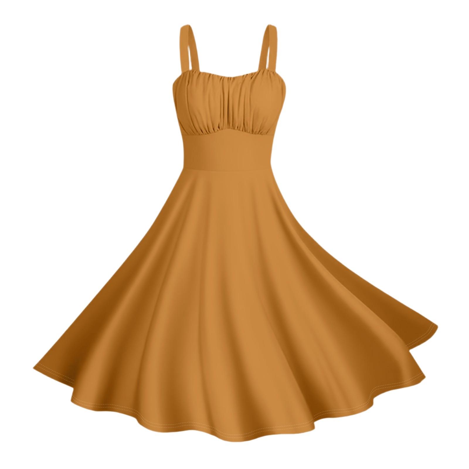 

Женские винтажные платья без рукавов, плиссированные, в стиле пэчворк, милые, с А-силуэтом подола, однотонные XL жёлтый