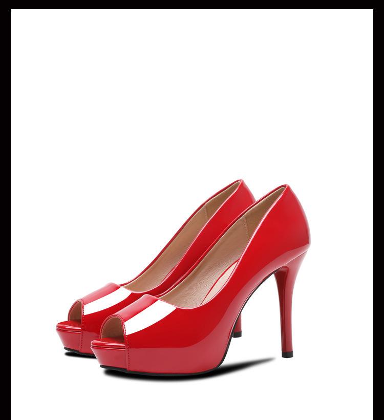 Women's High Heel Stiletto Peep Toe Platform Patent Leather Nightclub Shoes