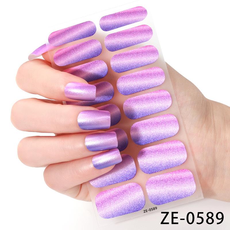 16Tips Cat Eye Nail Stickers, UV Semi-Cured Gel Nail Polish Strips Self-Adhesive Magnetic Cat Eye Effect Nail Art Wraps with Nail File