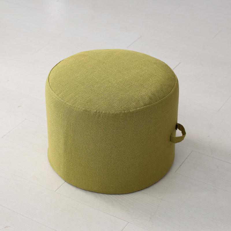 Round Fabric Stool with Linen and Tatami Mat - Washable Cushion for Living Room.