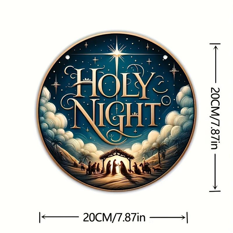 

Круглая деревянная табличка «Рождественский вертеп» на Святую ночь — идеально подходит для украшения венков, декора дома и крыльца, идеальный подарок друзьям и семье чёрный