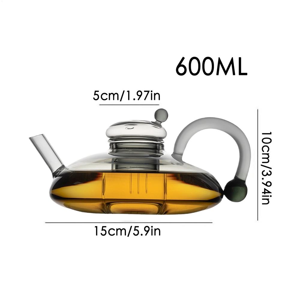 Glass Tea Pot 600ml/20oz Heat Resistant Glass Coffee Kettle Multifunctional Loose Leaves Tea Maker Practical Beverage Kettle For прозрачный