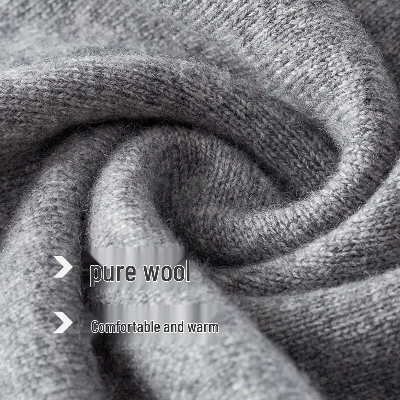 Hengyuanxiang Men's V-Neck Pure Wool Cardigan Sweater