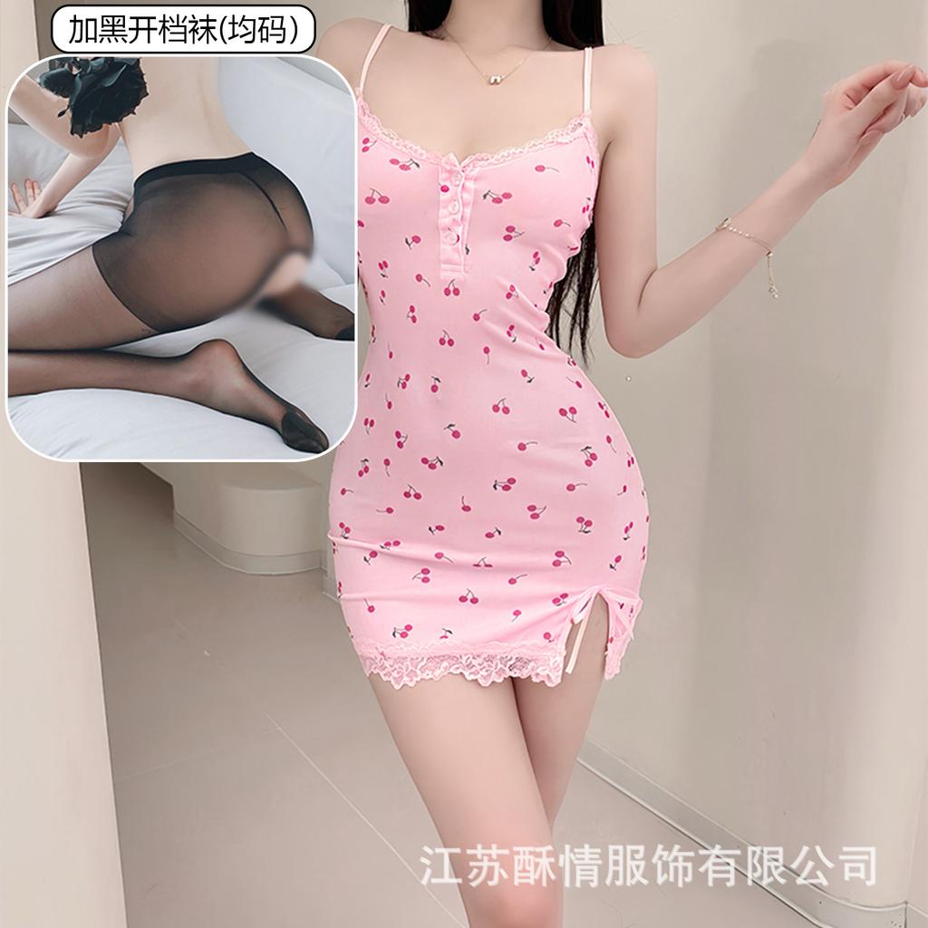 Sex lingerie pure desire cherry sexy women's bed small chest plus chest pad passion uniform seduction suit