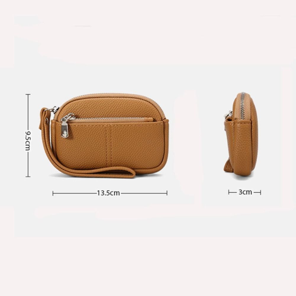 Fashion PU Leather Women Mini Wallet Solid Color Storage Bag Students Coin Purse Large Capacity Zipper Wrist Key Bag Zipper