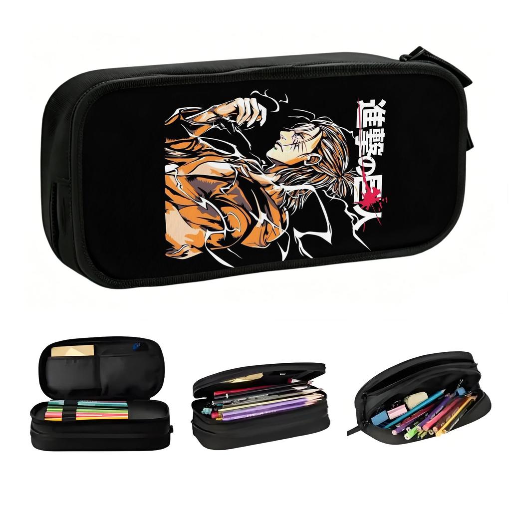 Cute Japane Manga Attack on Titan Anime Pencil Cases for Boys Girls Large Capacity Pen Bag Box School Accessories