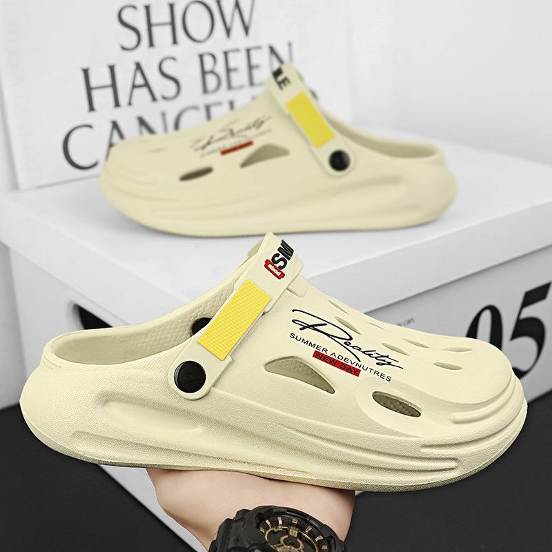 

Мужские садовые сандалии, летние тапочки, мужская повседневная обувь для пар, модные сандалии, удобные домашние мягкие тапочки 39-40EU/CN40-41 бежевый