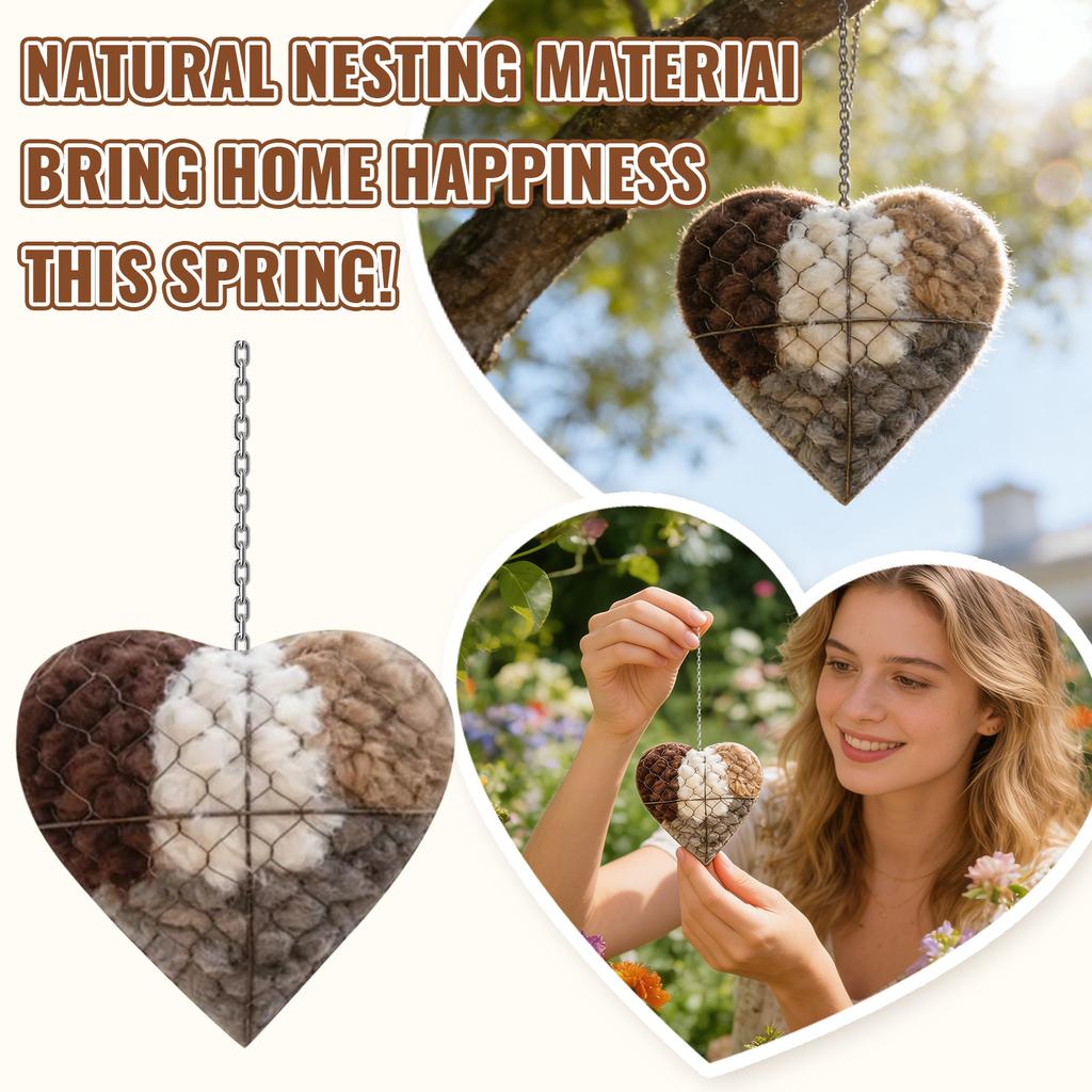 Handmade Fiber Bird Nesting Heart, Refillable Birds Haven 1 Heart Shape Nesting, Winter Gifts Animal Hummingbirds
