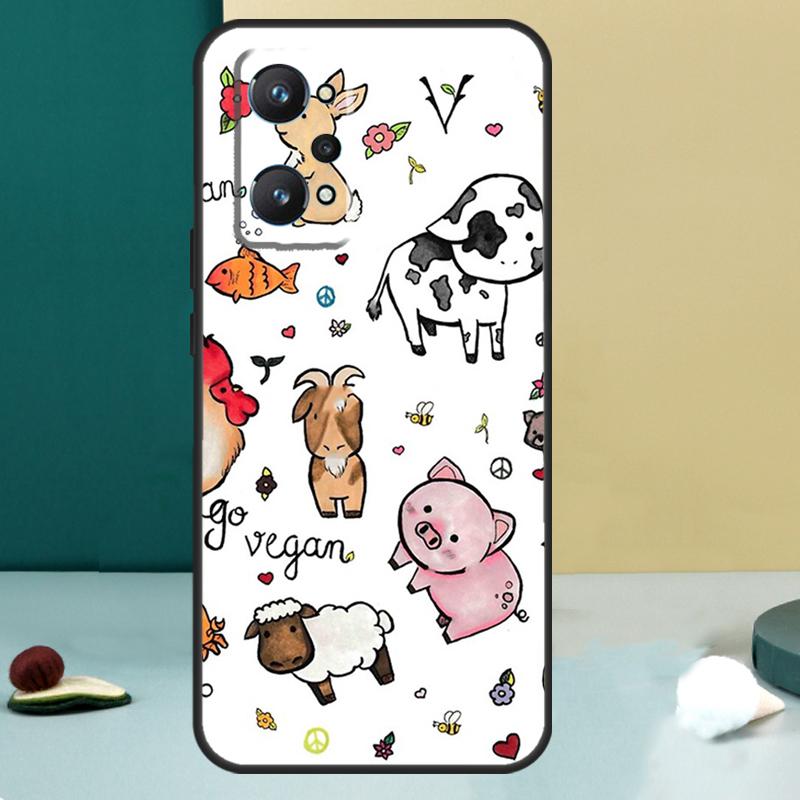 Vegan Pattern For Realme GT 7 Pro GT 5 6 6T C67 C61 C55 C53 C51 C21Y C25S C75 10 11 12 13 14 Pro Plus Case