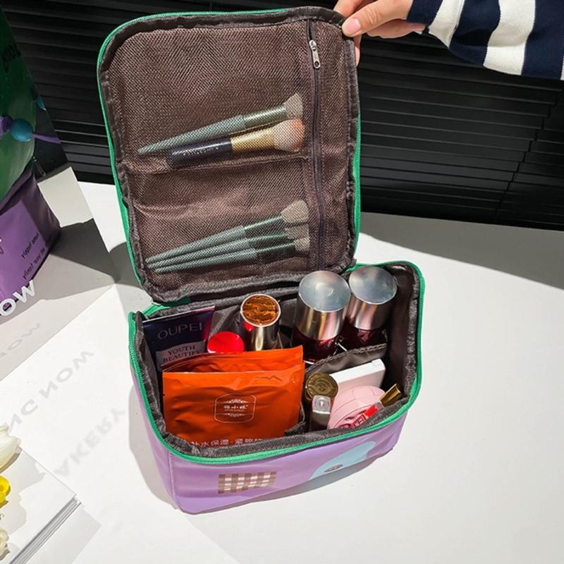 Sturdy Polyester Makeup Bag for Women Multiple Compartment Cosmetic Organizers Waterproof Portable Carry Case Use