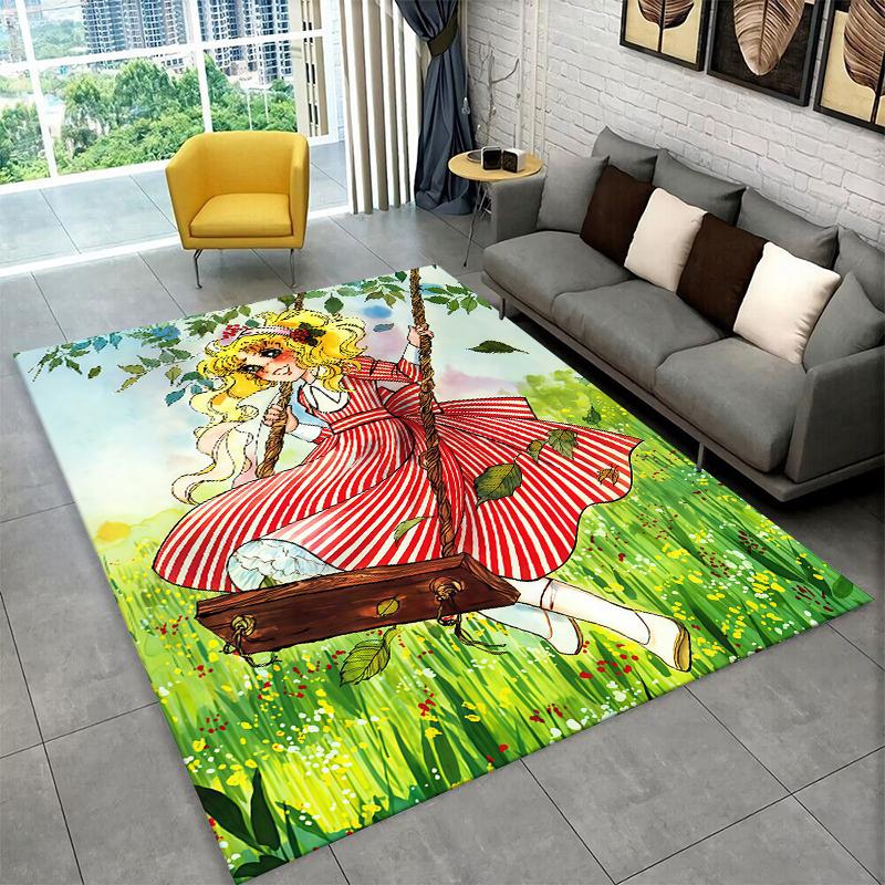 Cute Candy Candy Girl Cartoon Carpet Rug for Playroom Bedroom Living Room Sofa Home Decor,kid Game Area Rug Non-slip Floor Mat