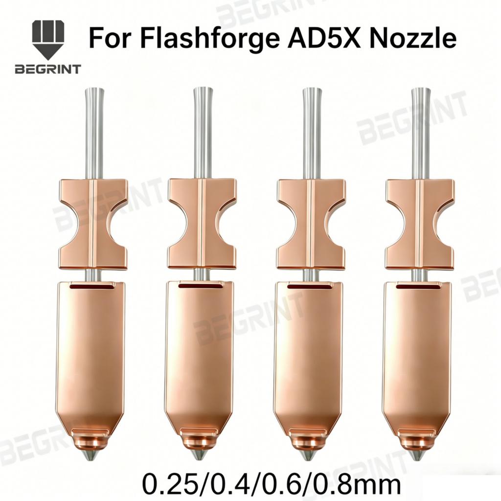 Hardened Steel Nozzle for Flashforge AD5X / ASA, Available in 0.25/0.4/0.6/0.8mm Multiple Sizes, Wear Resistant Premium 3D Parts