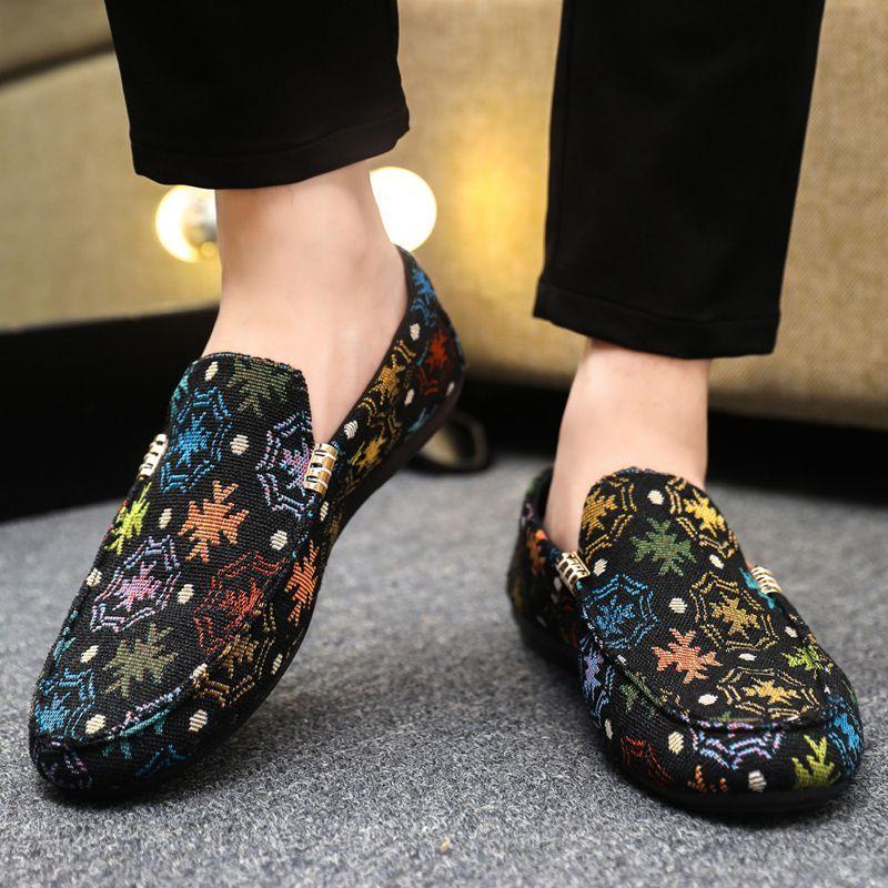 Mode Sneakers Print Beige Canvas Übergröße Herrenschuh Low-Top Legitim Im Angebot Deals Schuhe Angebot Erwachsene Übliche Herren Freizeitschuhe