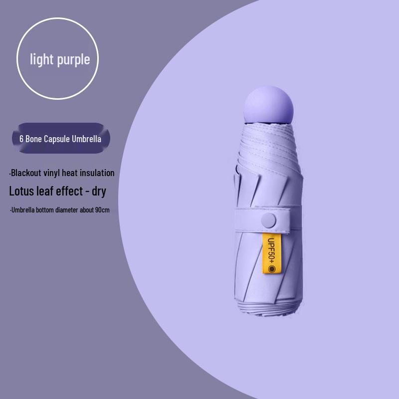 Lätt UV-skyddande Kapselparaply - Bärbart Dubbelanvändningssolskydd för Kvinnor, Soliga och Regniga Dagar