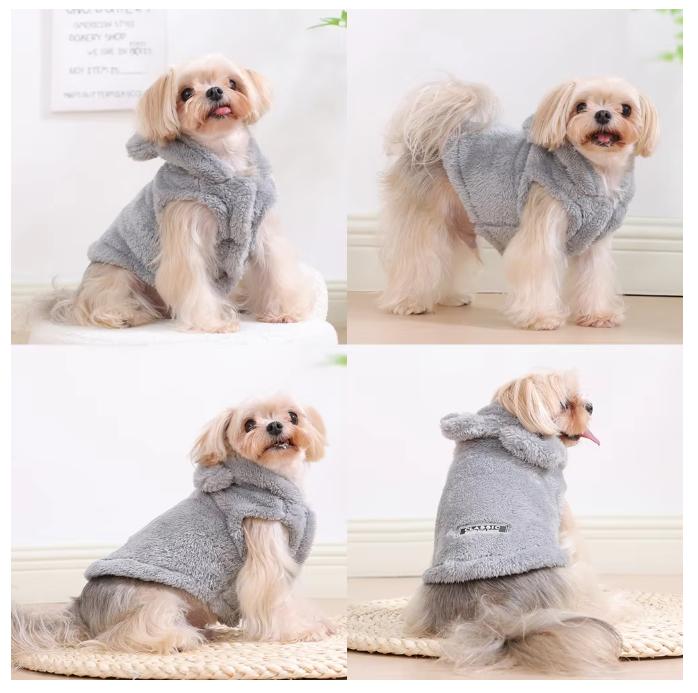Weiche Fleece Hundekleidung Süßer Hoodie Mantel Für Kleine Mittlere Hunde Katzen Herbst Winter Welpen Kapuzenjacke Pullover Mops Kleidung