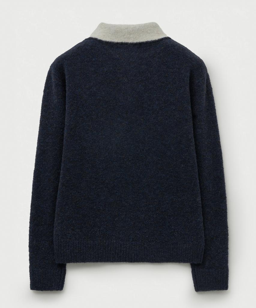 Seteo Fleece Half Neck Knit Zip-Up Navy