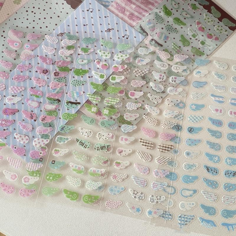 1/4Pcs Wings Love Strawberry Clover Star Sparkling Flash Film Stickers Phone Camera Vintage Scrapbooking Decoration Sticker