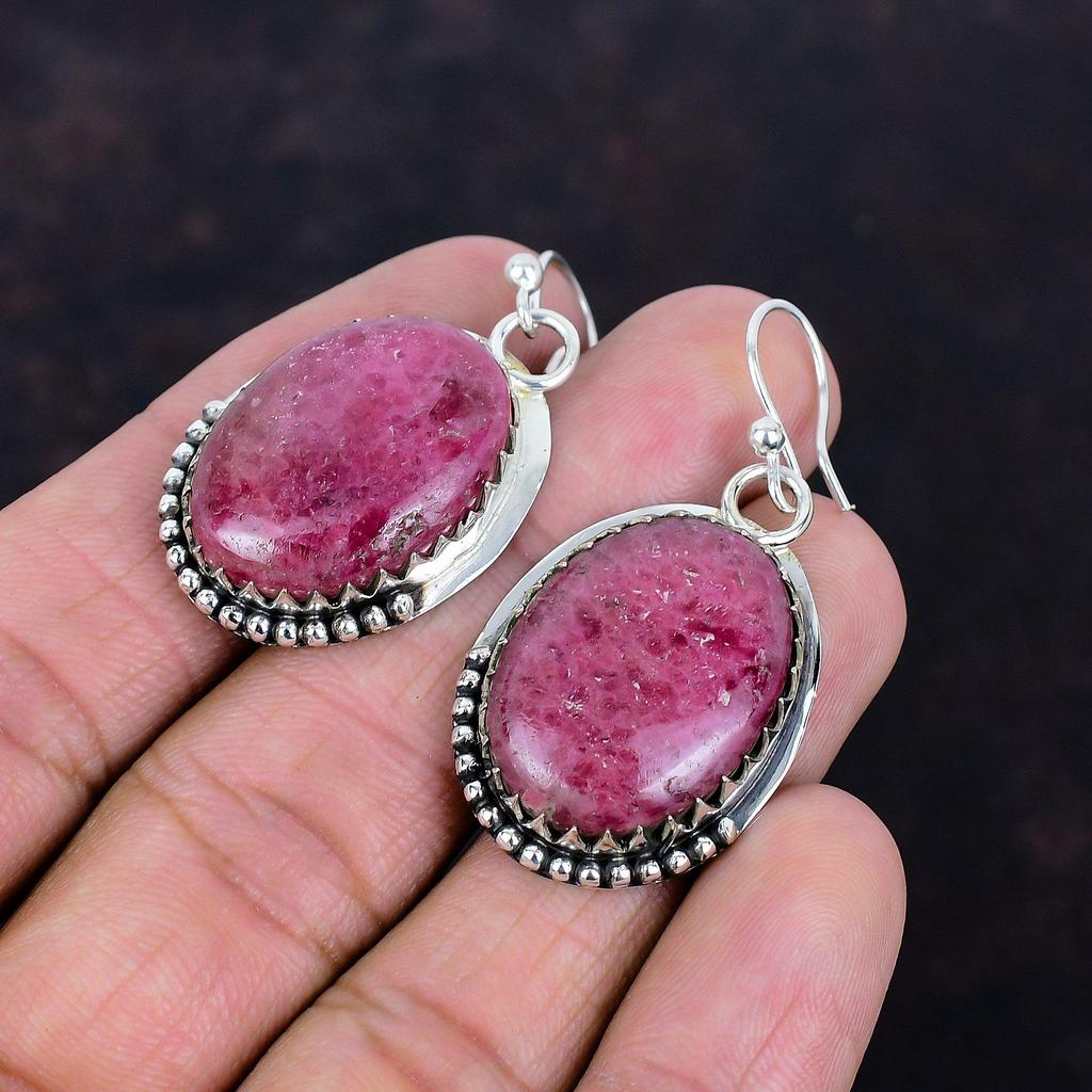 Rhodonite Earrings Original Gemstone Earring Silver Jewelry Handmade Earring 925 Sterling Silver Earring Engagement Gifts Birthstone Jewelry