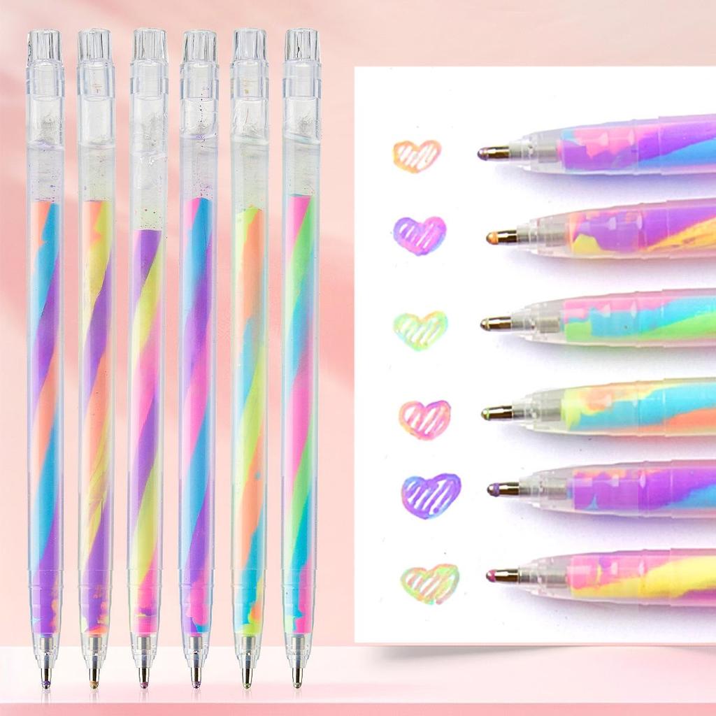 Dreifarbiger Farbverlauf Regenbogenstift - Verträumter Spiralglitzer Pastell für Schüler und DIY-Zeichnen