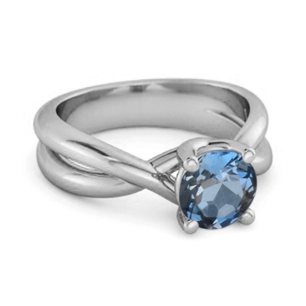 London Blue Topaz Crisscross Bandring - 925 Sterlingsilber