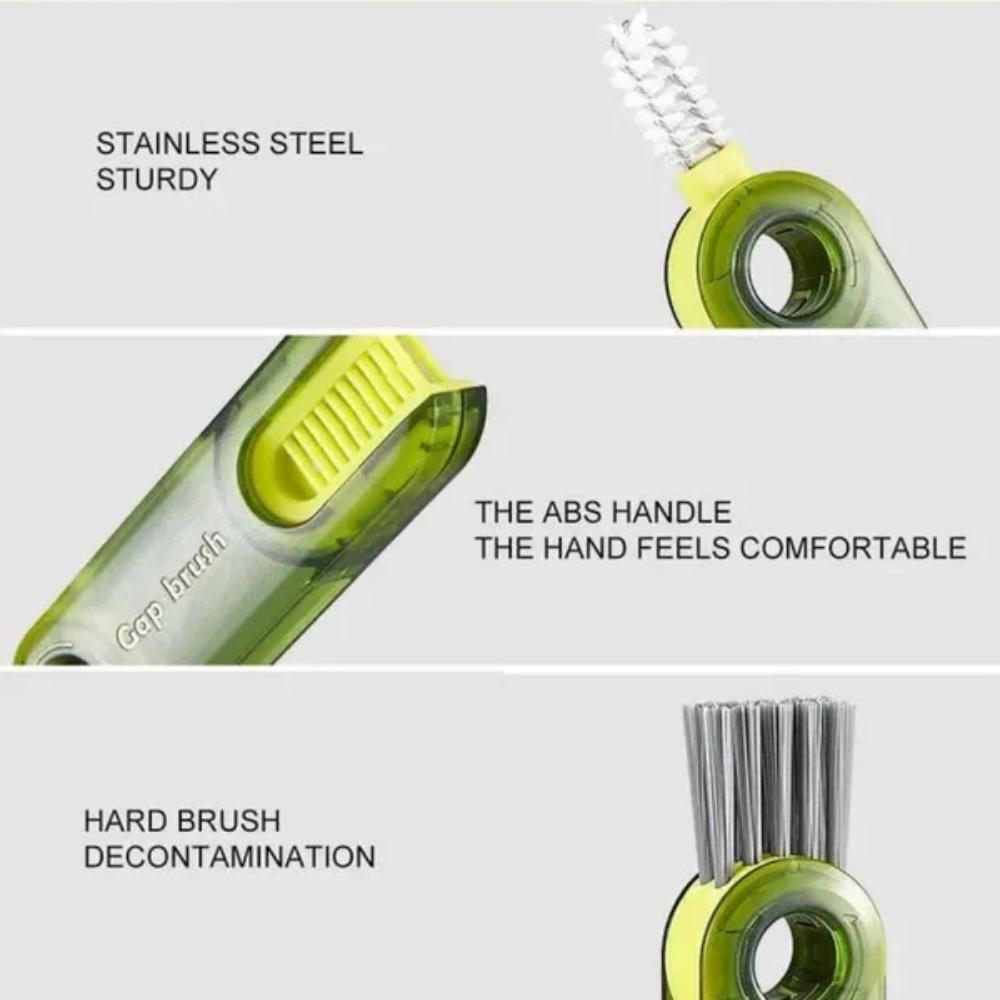 Brosse de Nettoyage Multifonctionnelle 3 en 1, Brosse de Détail pour Couvercle de Bouteille/Tasse 3 en 1, Outils Nettoyeur de Paille Multi-Fonctionnels
