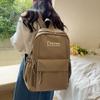 Student Einfarbig Schultasche Damen College-Stil Rucksack Buchstaben Große Kapazität Rucksack