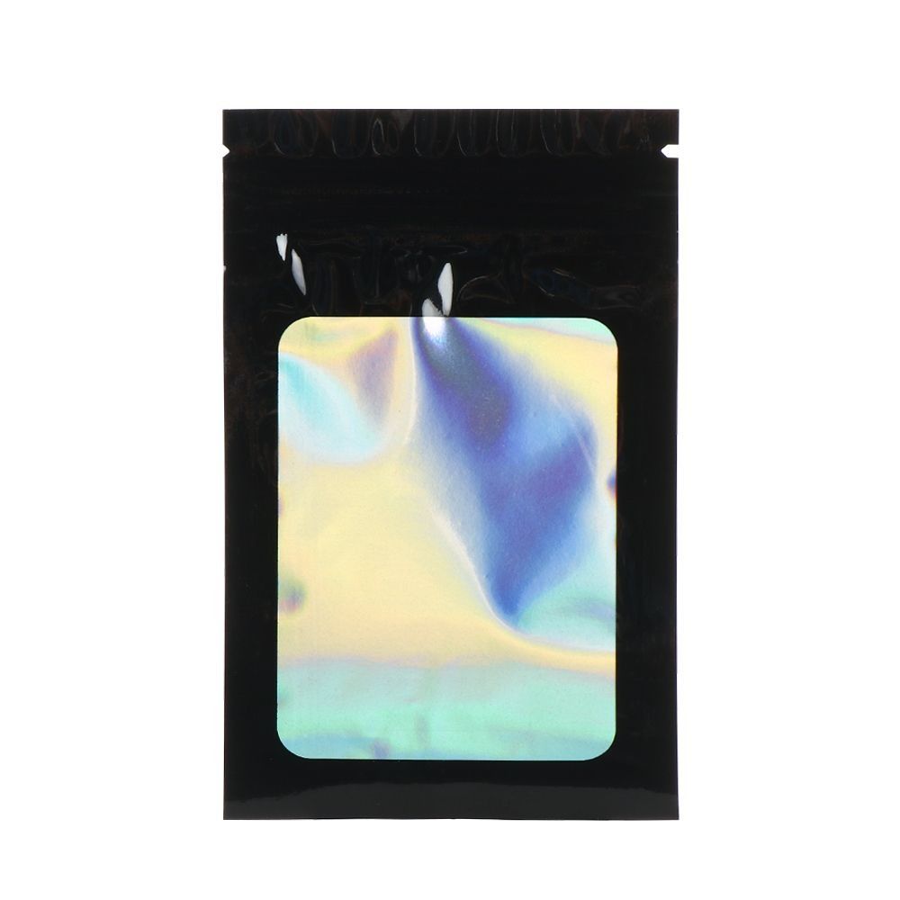 50Pcs Holographic Laser Color Ziplock Bag Resealable Plastic Zip Lock Bag Thick Smell Proof Packaging Pouch