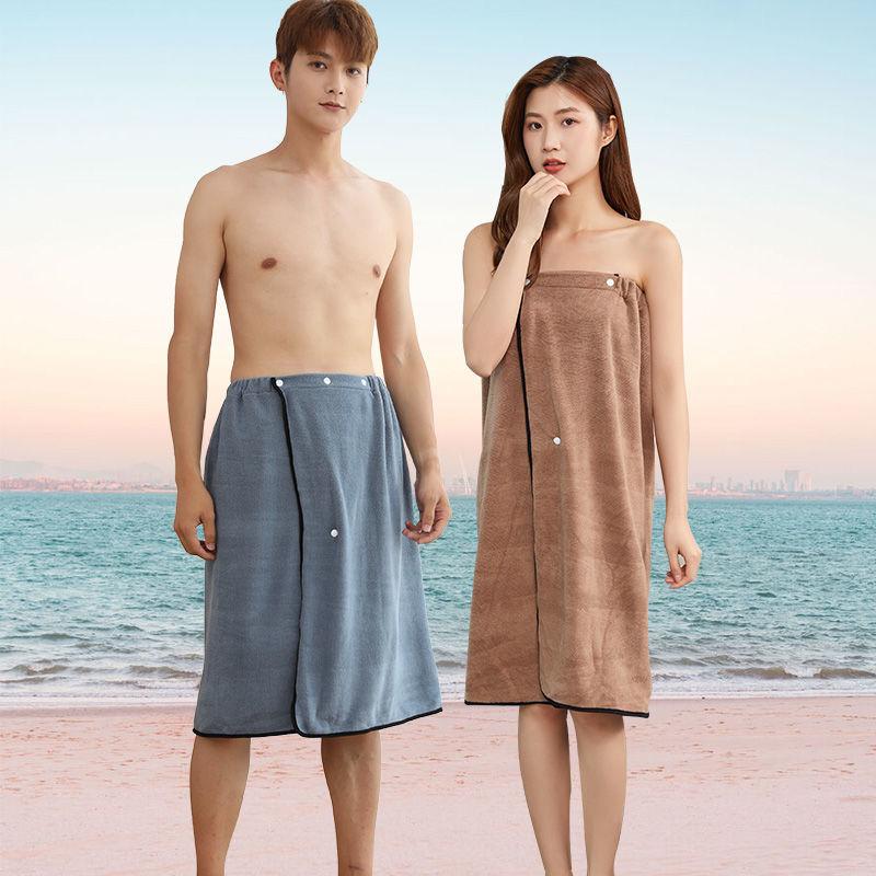 Bath towel couple style one pair of 2pcs men and women can wear or wrap bath skirt home absorbent no lint plus size bathrobe