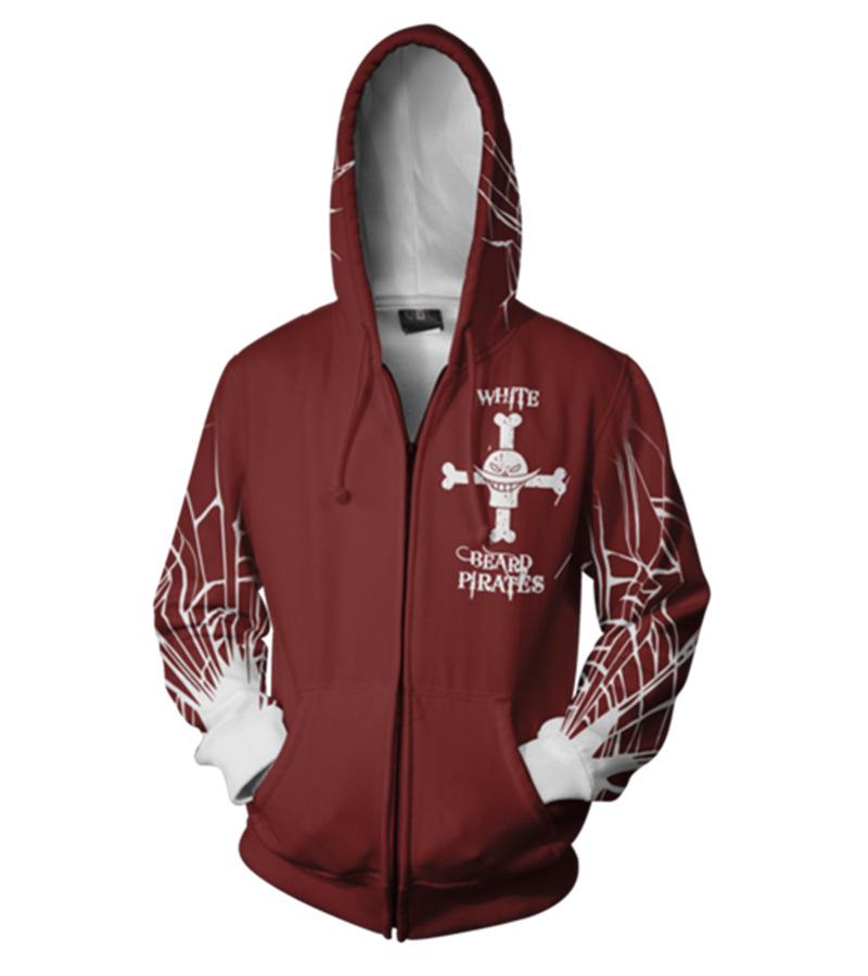 2021 One Piece Anime 3D Print Zipper Hoodie for Men