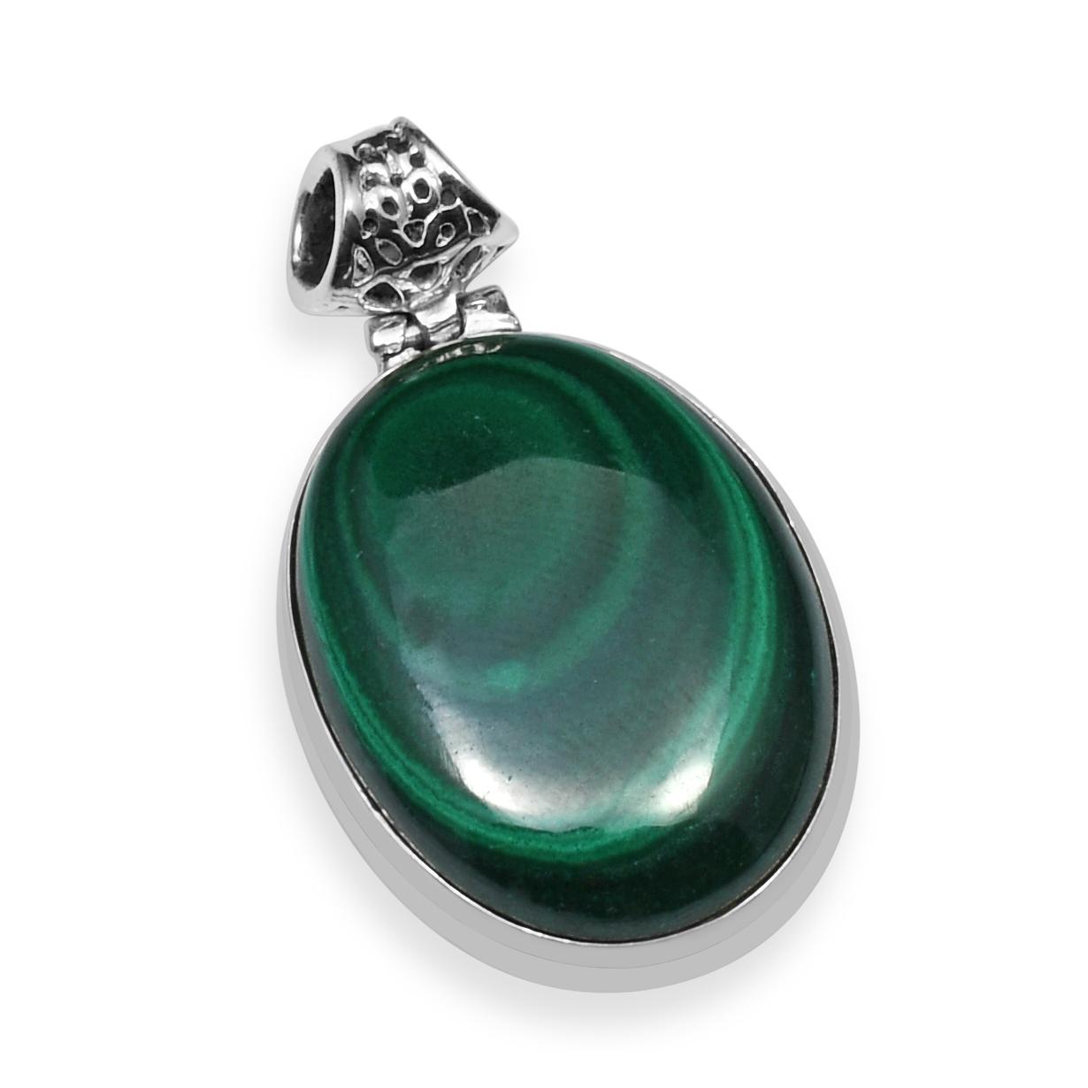 

Подвеска ручной работы овальной формы из натурального малахита из стерлингового серебра 925 пробы для женщин и девочек