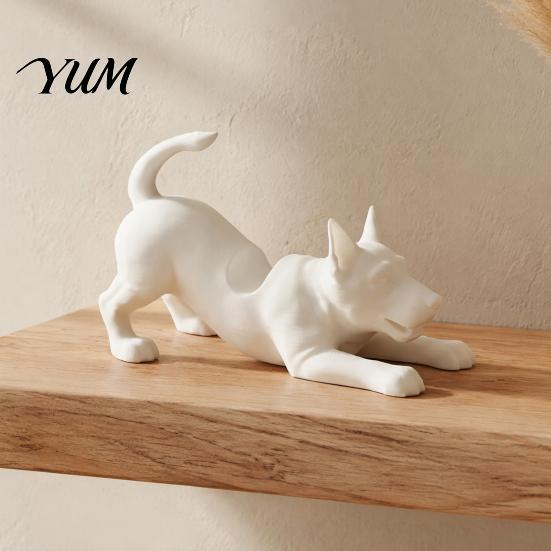 Minimalist Desktop Ornament for Office Cute Dog Pen Holder, 3D Printed Pencil Stand, Small Kawaii Puppy Figurine Rack Stretching Desk Organizer