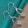 Sterling Silver Plated Heart Zirconia Earrings Eardrop For Women Charm Wedding Engagement Fashion Jewelry