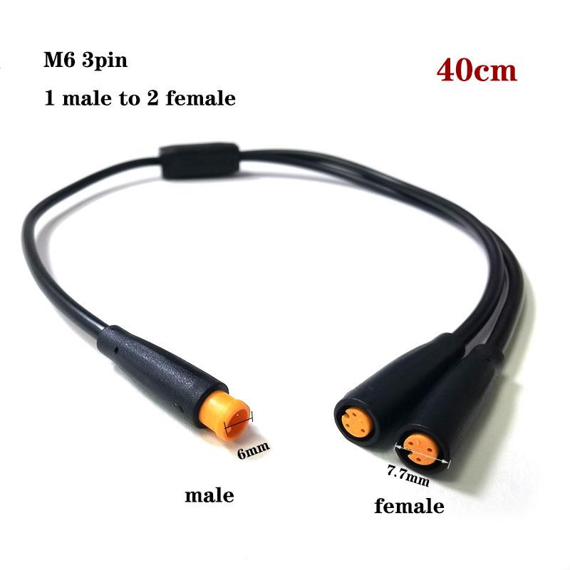

6mm M6 2 3 Pin core 1 male to 2 female Splitter Julet Electric Butt Cable Plug Connector for ebike waterproof Signal Sensor cord 3pin