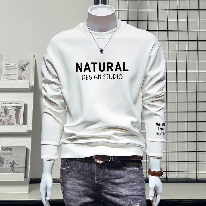 

2025 Trendy Men s Round Neck Letter Print Hoodie - Casual Versatile European Style Pullover 5XL