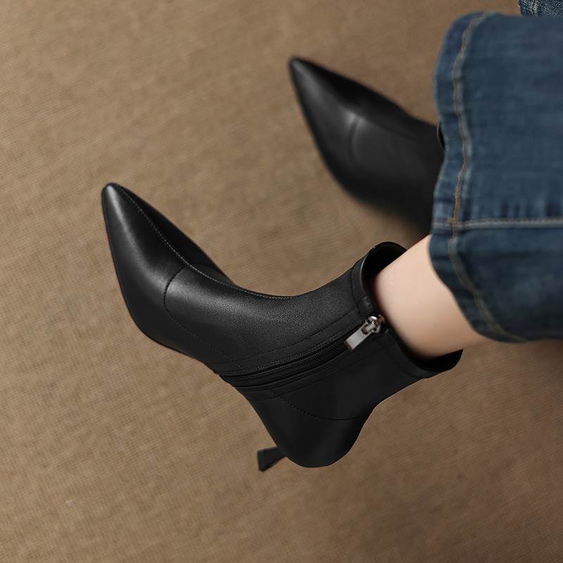 Krazing Pot Microfiber Pointed Toe Thin High Heels Modern Boots Size 42 Zip Women Elastic Ankle Boots