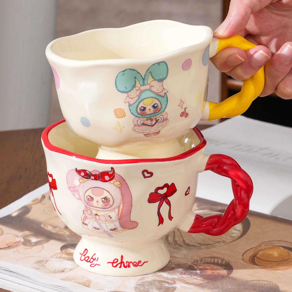 Cartoon Ceramic Breakfast Mug Cute Girl Heart Home Office Twist Cup Cup Souvenir