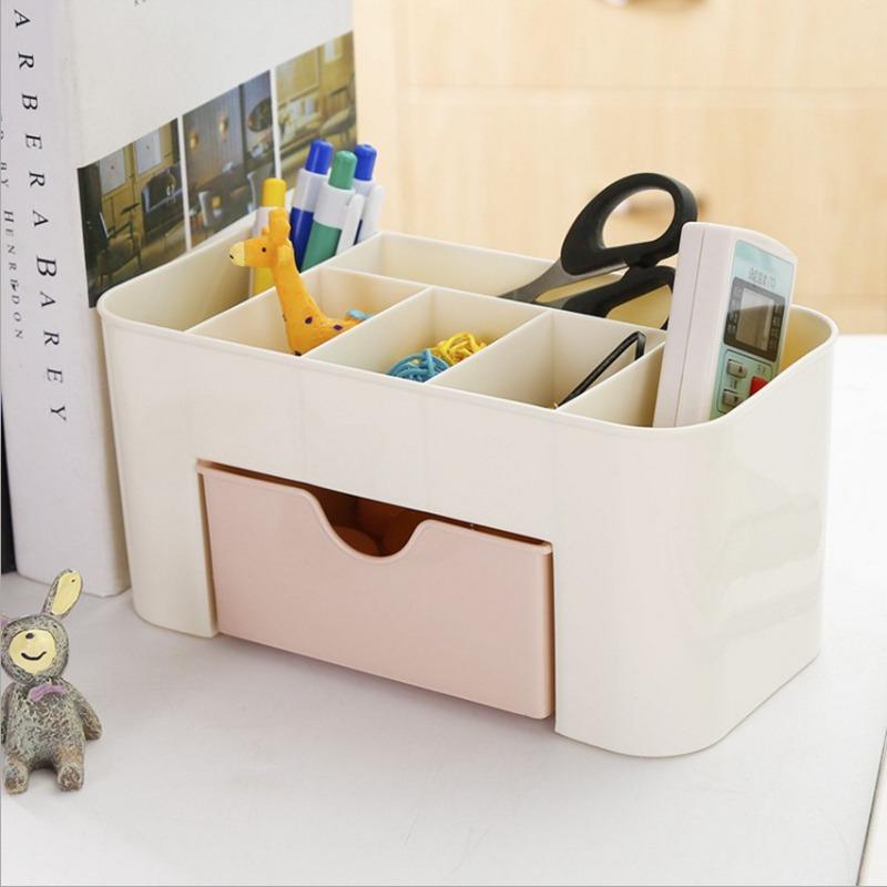 Jewelry and Cosmetics Storage Box - Drawer-style Plastic Office Desk Vanity Table Skincare Brush Lipstick Organizing Storage Rack