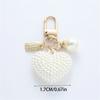 Trendy Pearls Heart Keychain Accessory Sturdy Heart Keychain With Pearls and Rose Charm For Social Event And Outings