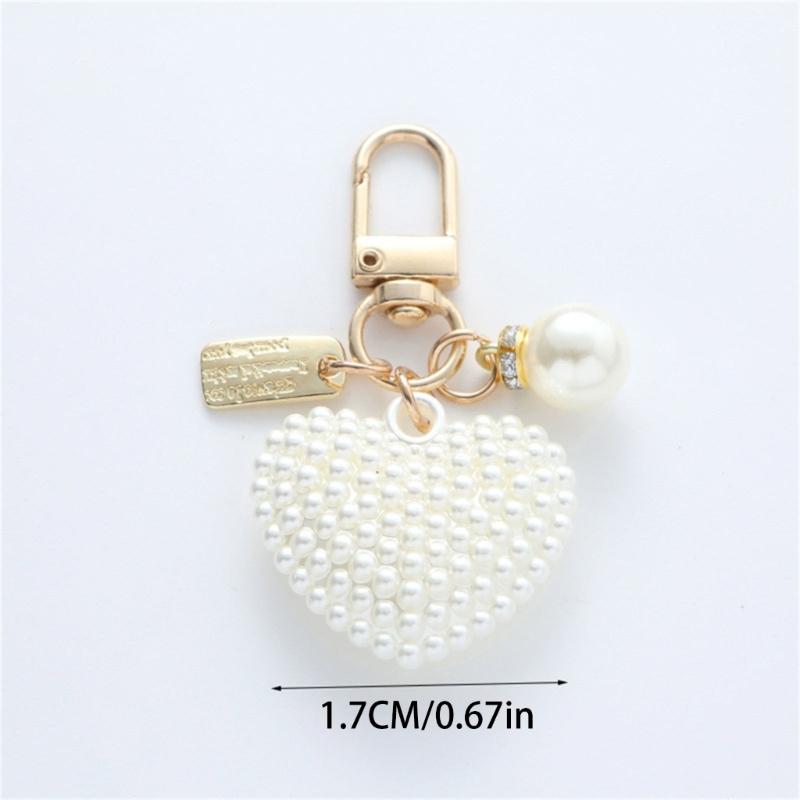 Trendy Pearls Heart Keychain Accessory Sturdy Heart Keychain With Pearls and Rose Charm For Social Event And Outings
