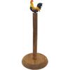 Rooster Design Rustic Brown Wood Paper Towel Holder Stand Up Paper Towel Holder, Easy One-Handed Tear Kitchen Paper Towel Dispenser with Weighted