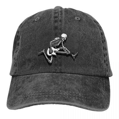 Casquette de baseball Skeleton Guitarist Jump Homme Chapeaux de cowboy Femme Protection Visière Snapback Casquettes de rock pour guitare