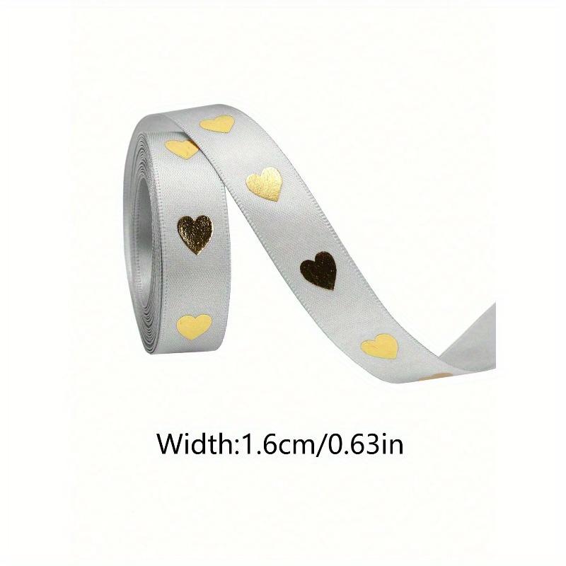 5 Yards Festive Golden Heart Ribbon High-Quality Polyester Holiday Ribbon, Wedding Ribbons, Gift Decoration Ribbons, Small Cake Decoration Ribbons