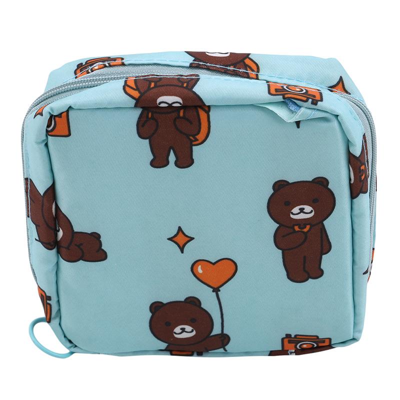 Women Tampon Storage Bag Cartoon Mini Sanitary Waterproof Napkin Toiletry Bag Travel Cosmetic Bag Makeup Pouch Data Cable