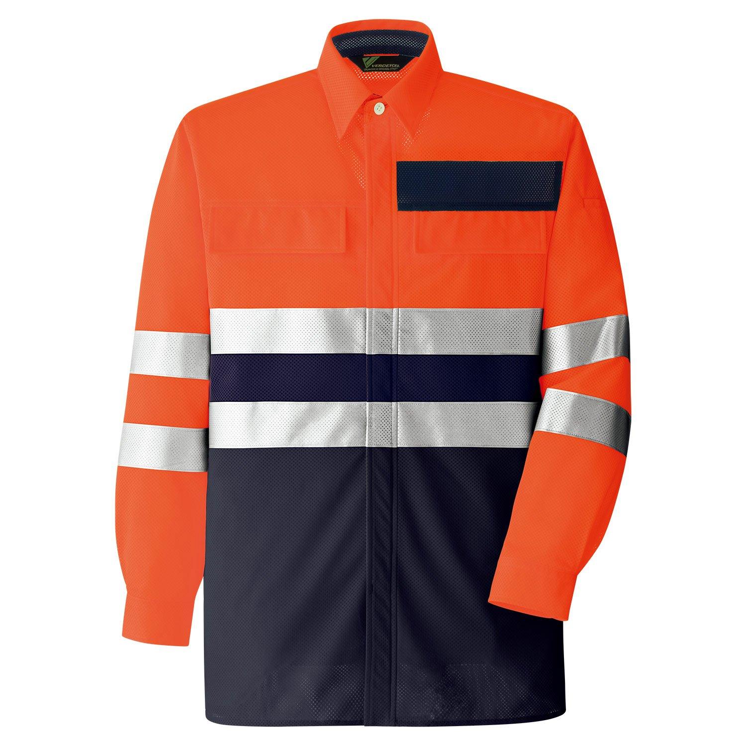 

Work High Visibility JIS Standard 4L [Midori Anzen] Clothes, Shirt, VES2615, Compliant, Antistatic, Orange, помаранчевий