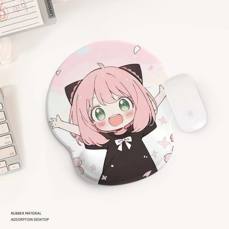 Anya Cute Small Mouse Pad with Rubber Wrist Rest for Office Laptop Keyboard Use