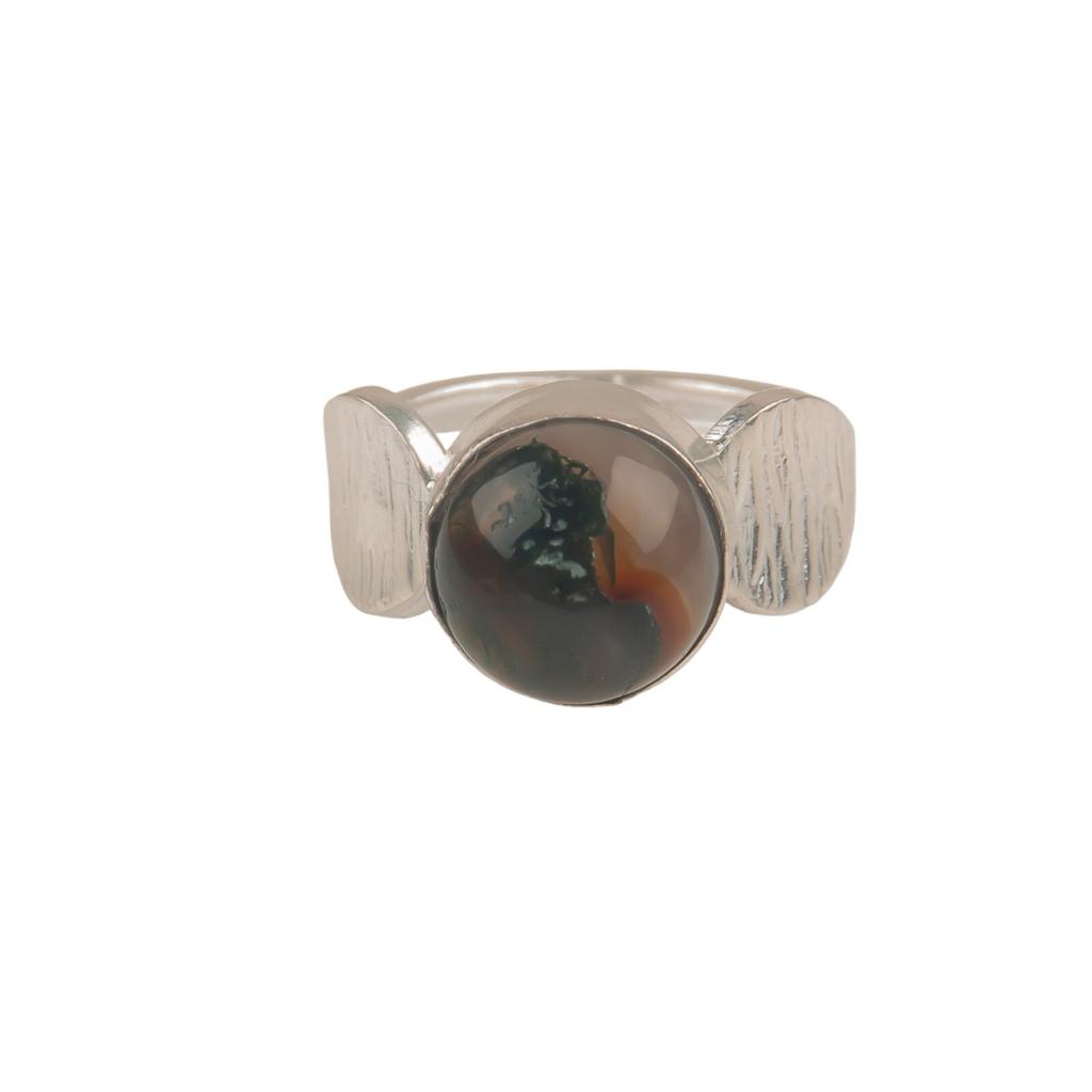Natural Moss Agate Gemstone 925 Sterling Silver Jewelry Handmade Partywear Ring RR-1-26