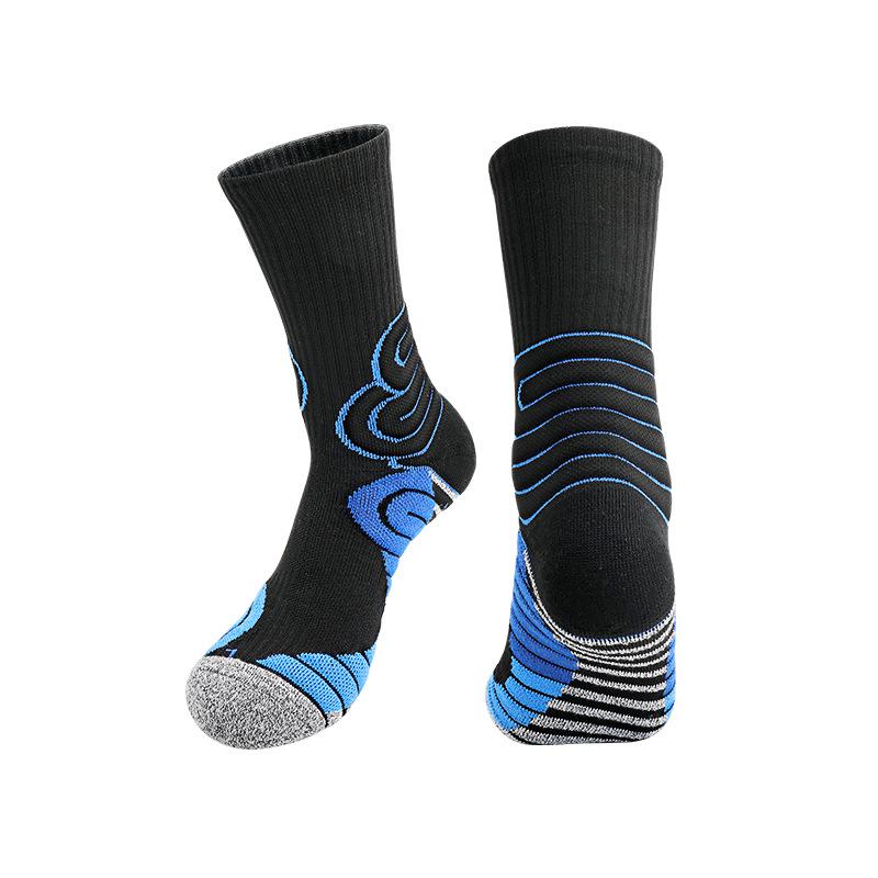 Summer Elite Men's Anti-slip Mid-calf Sports Socks: Durable, Thick, Towel Bottom, Perfect for Basketball & Cycling.