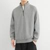 Men's Retro Half-Zip Fleece-Lined Sweatshirt Jacket with Stand-Up Collar - Solid Color for Spring & Autumn