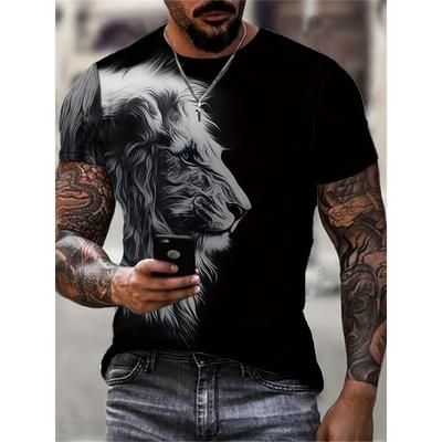 Camiseta de Hombre con Estampado de León 3D Verano Diaria Casual Holgada Manga Corta Moda Urbana para Hombre Top de Manga Corta