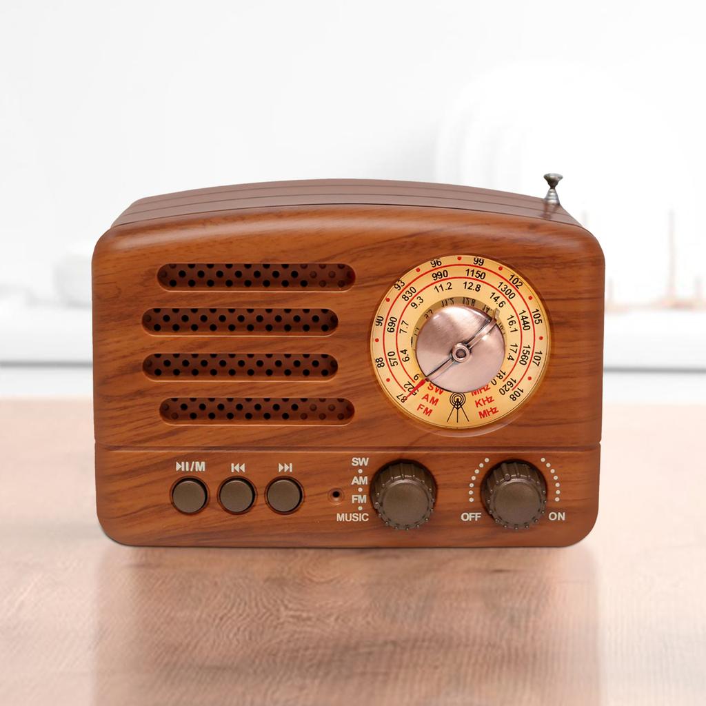 Retro Desktop FM AM Radio Receiver Rechargeable MP3 Stereo Bluetooth Speaker